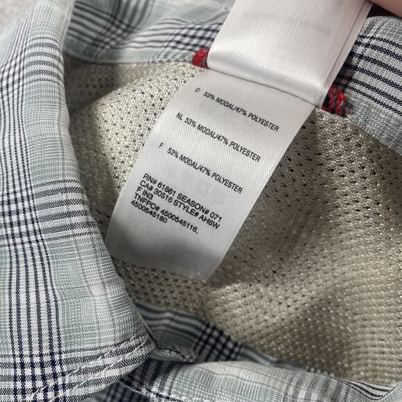North Face Shirt Mens Large Button Up Vented Mesh Plaid Outdoors Short Sleeve - Picture 8 of 14